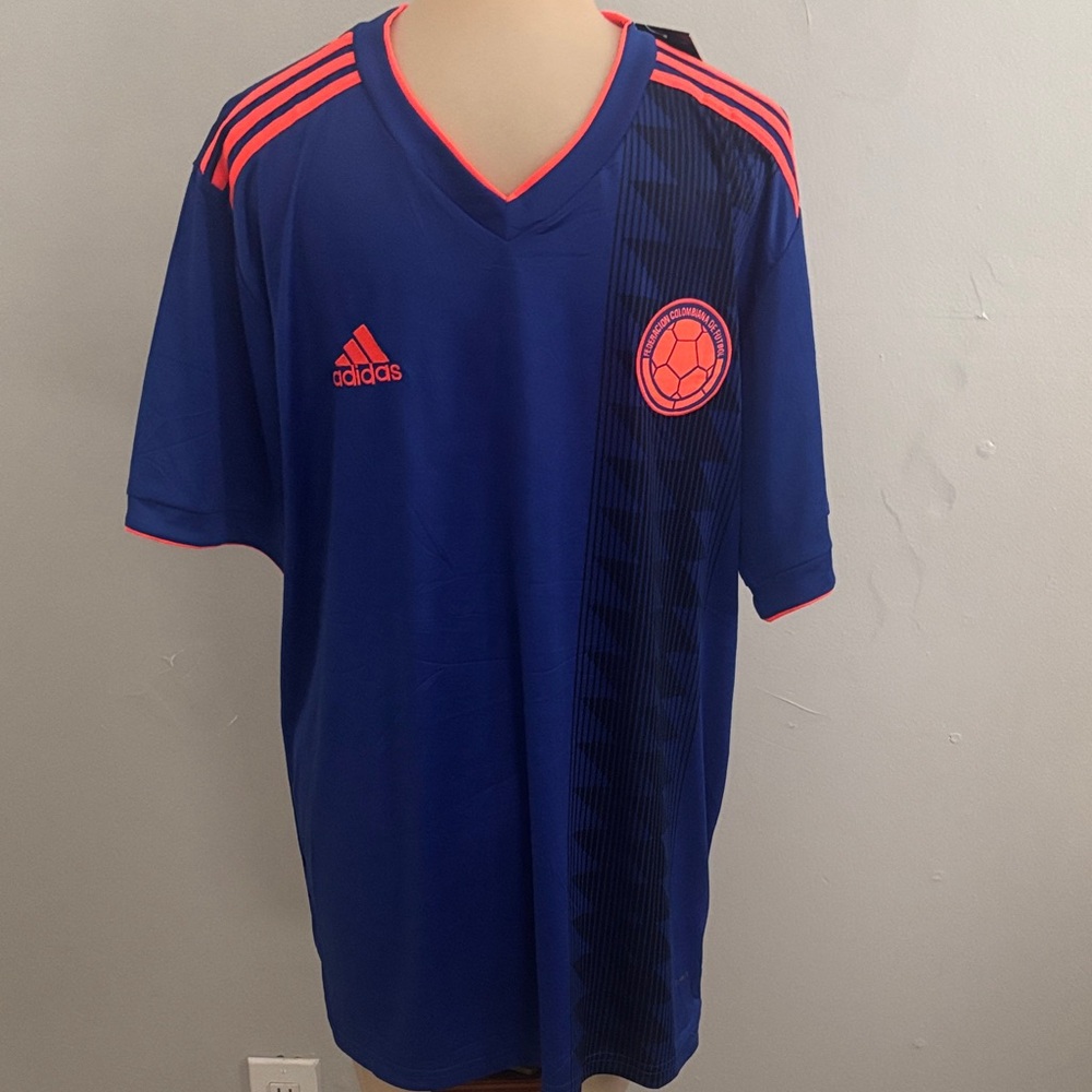 Adidas Colombia 2018 Blue Jersey with orange Details